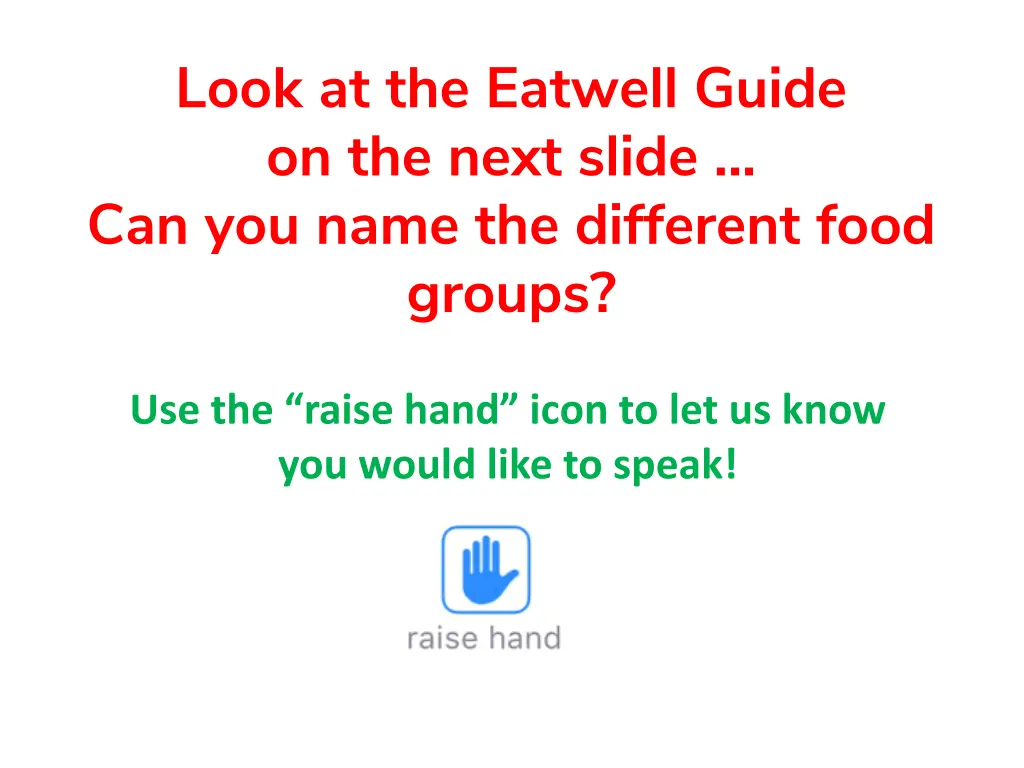 look at the eatwell guide on the next slide