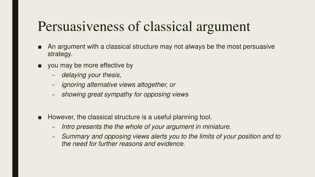 persuasiveness of classical argument