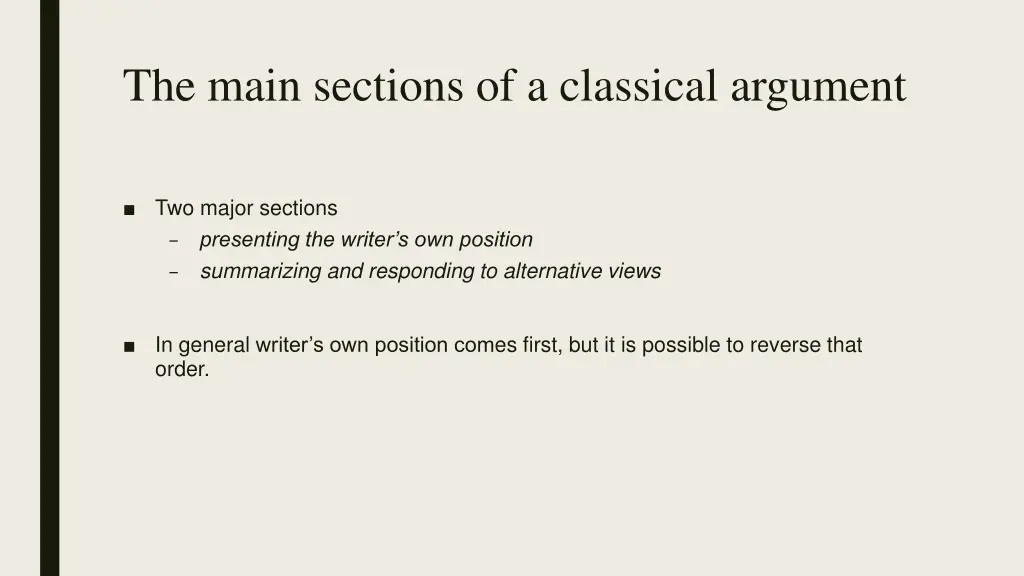 the main sections of a classical argument