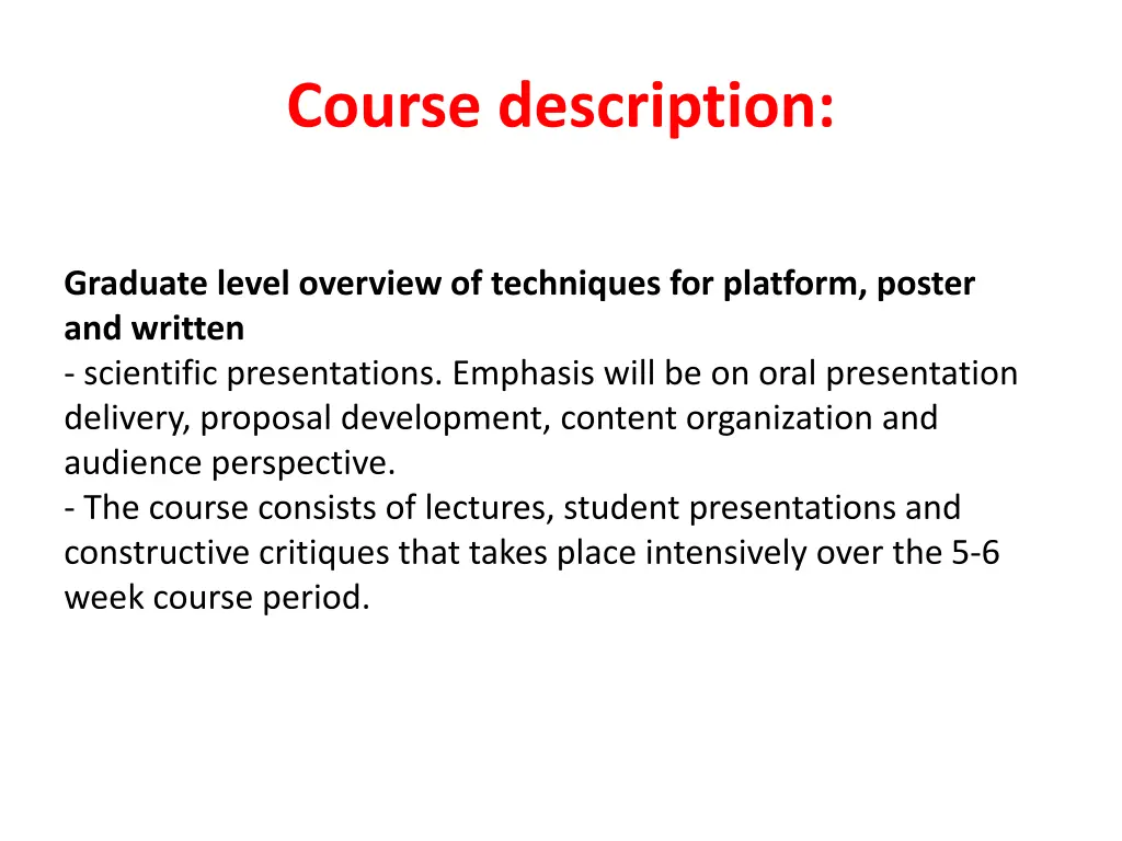 course description