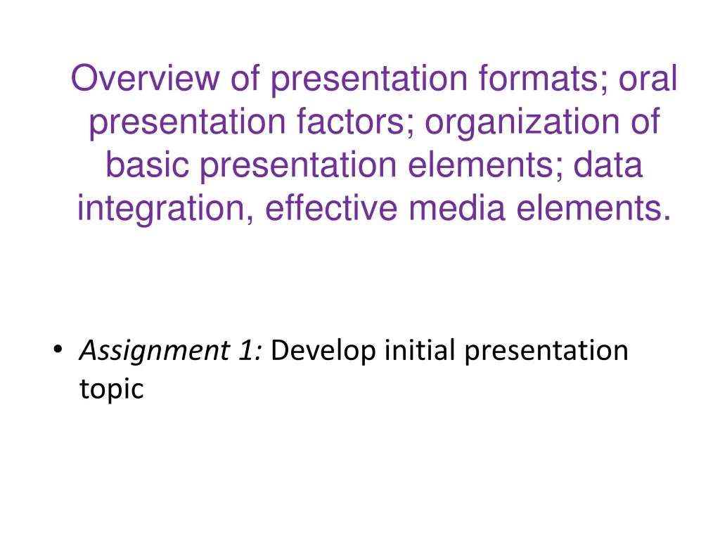 overview of presentation formats oral