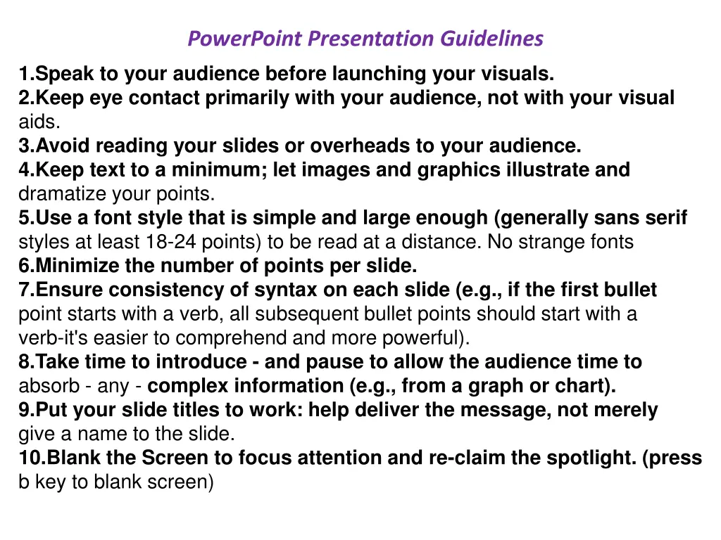 powerpoint presentation guidelines