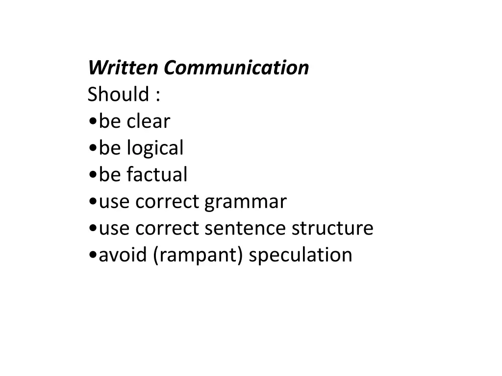 written communication should be clear be logical