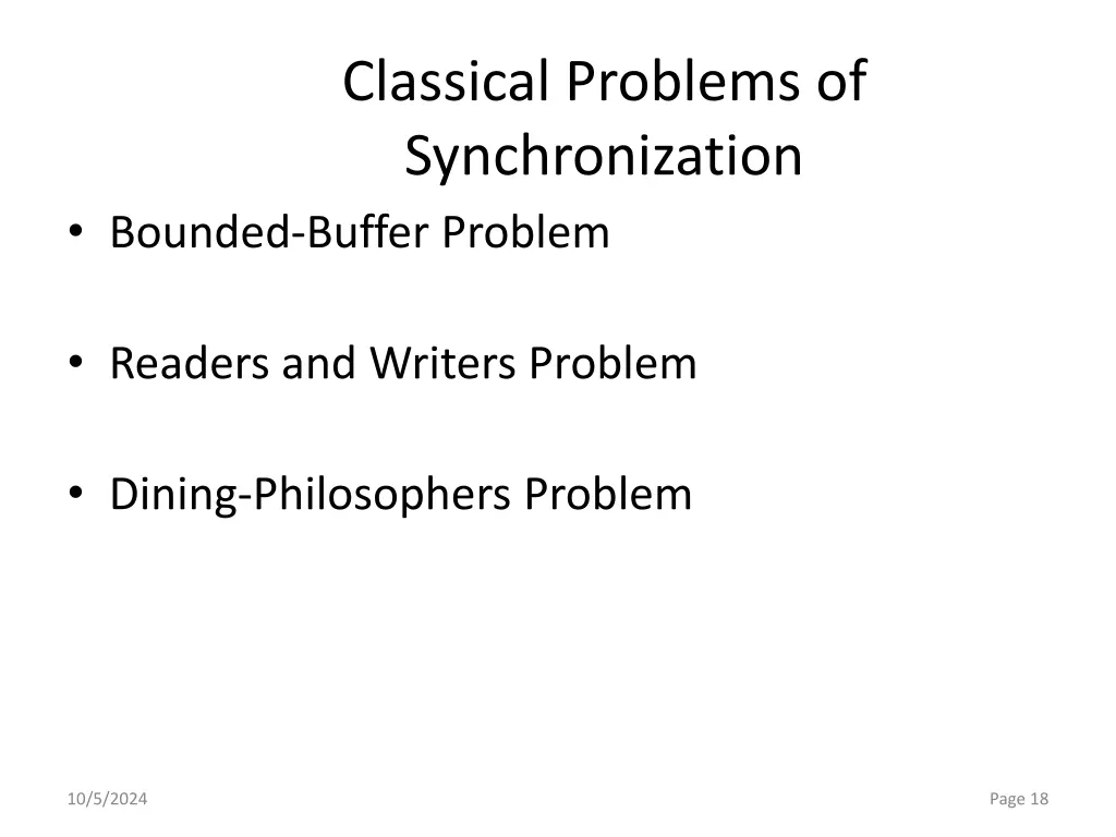 classical problems of synchronization