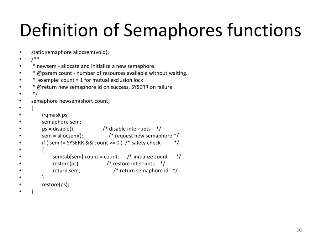 definition of semaphores functions