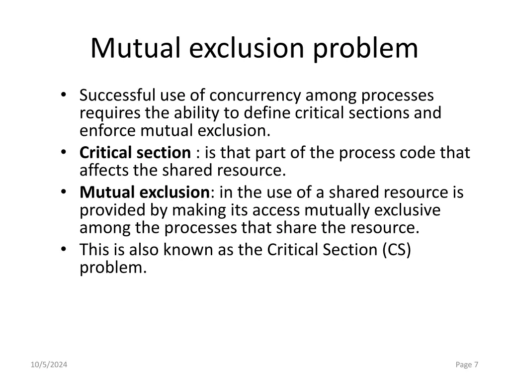 mutual exclusion problem