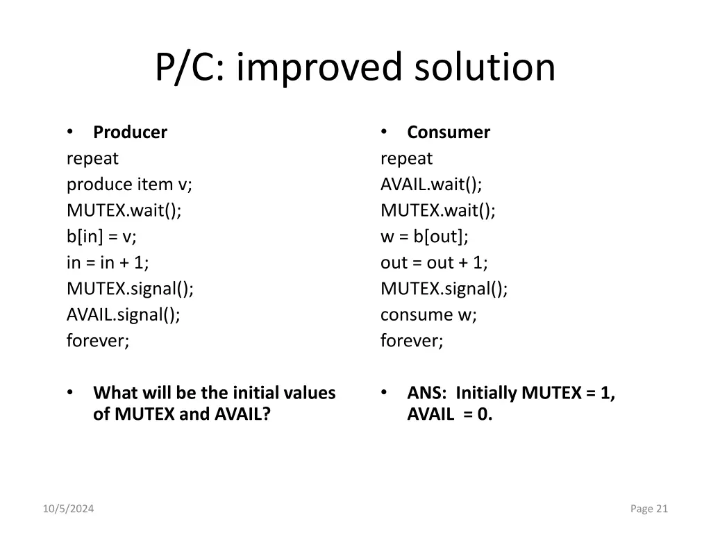 p c improved solution