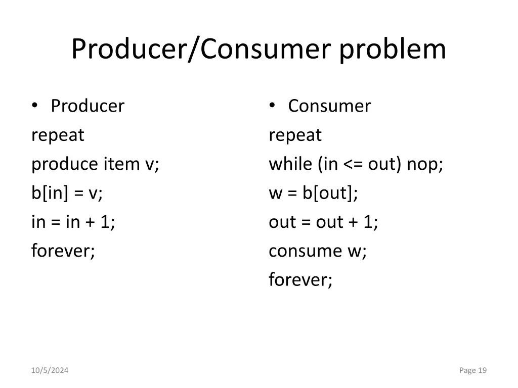 producer consumer problem