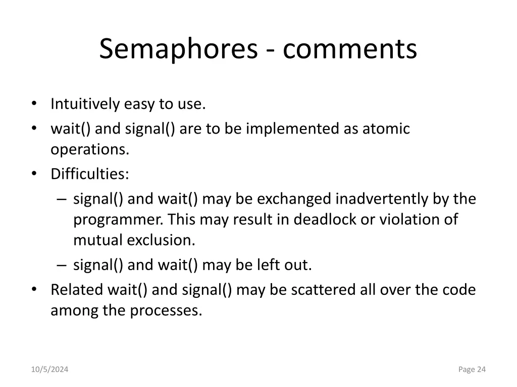 semaphores comments