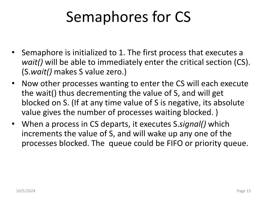 semaphores for cs