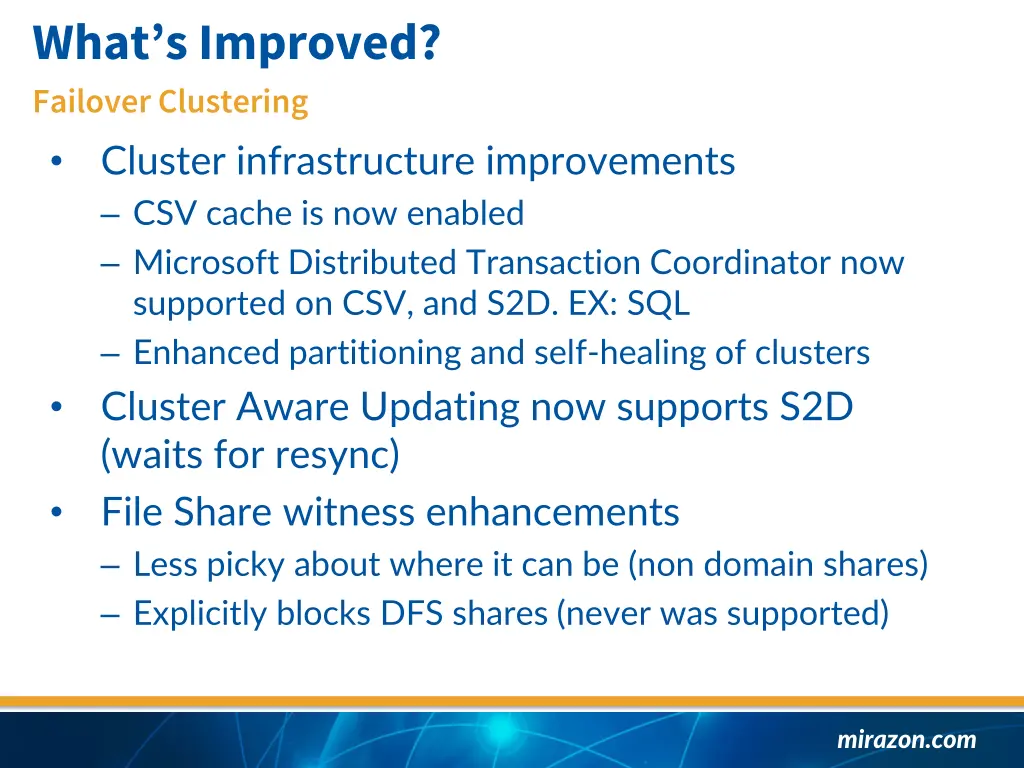 what s improved failover clustering cluster