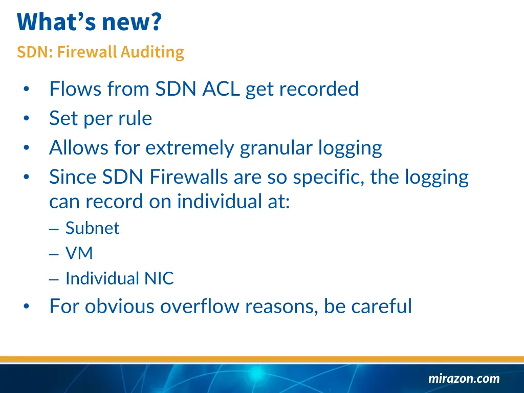 what s new sdn firewall auditing