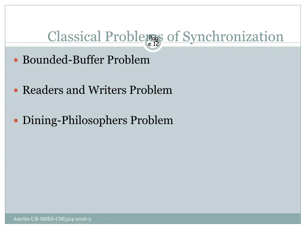 classical problems of synchronization e 12