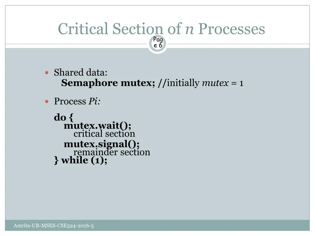 critical section of n processes pag e 6