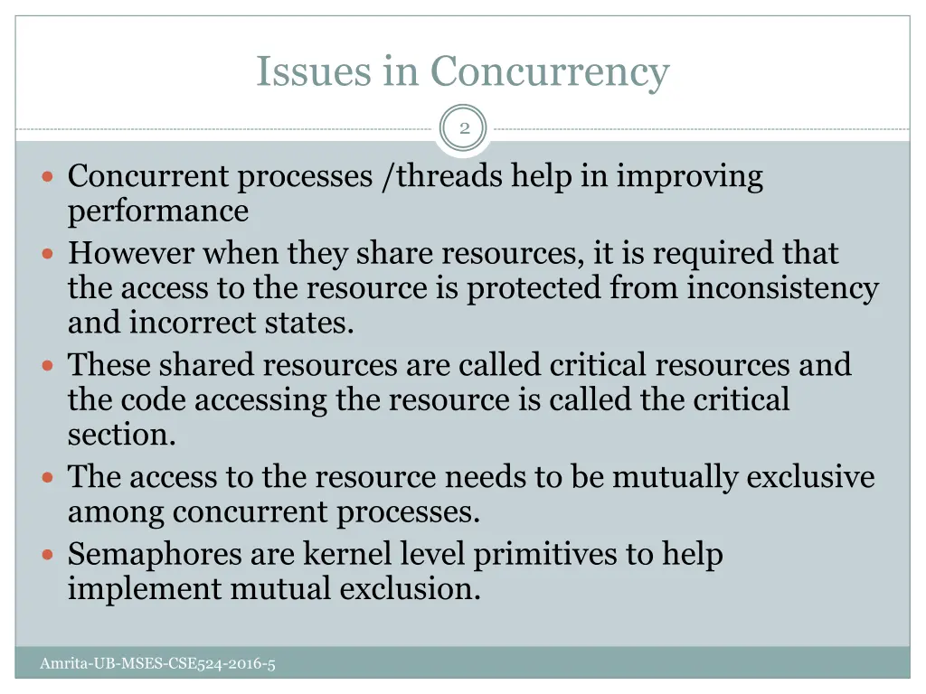 issues in concurrency