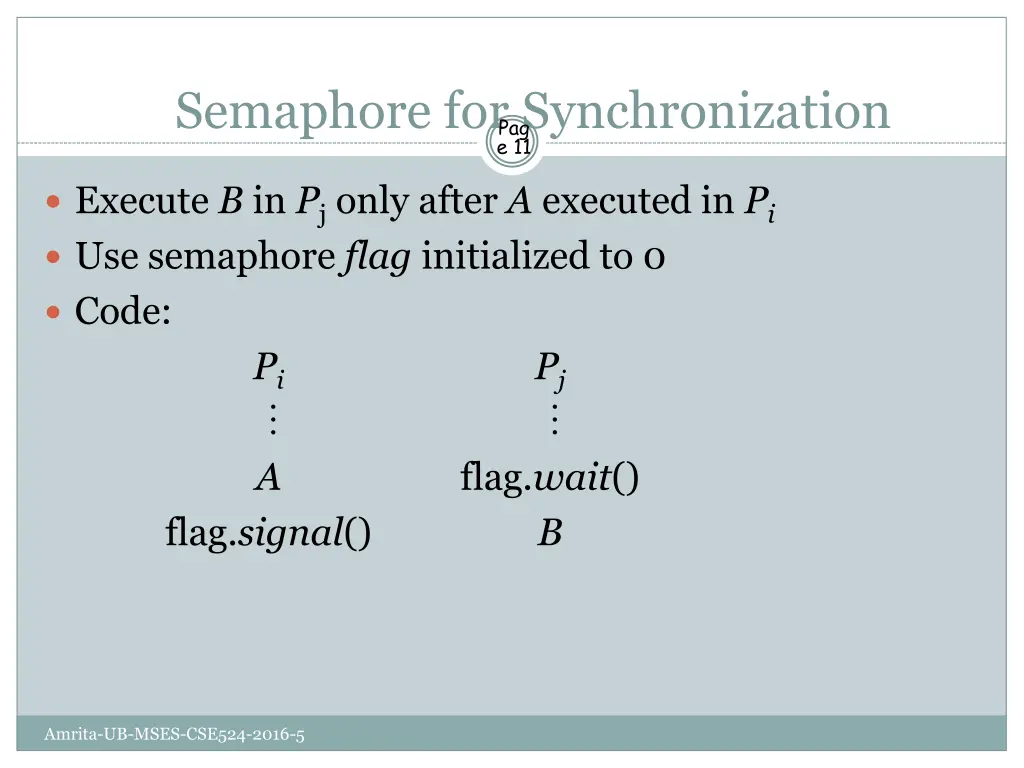 semaphore for synchronization pag e 11