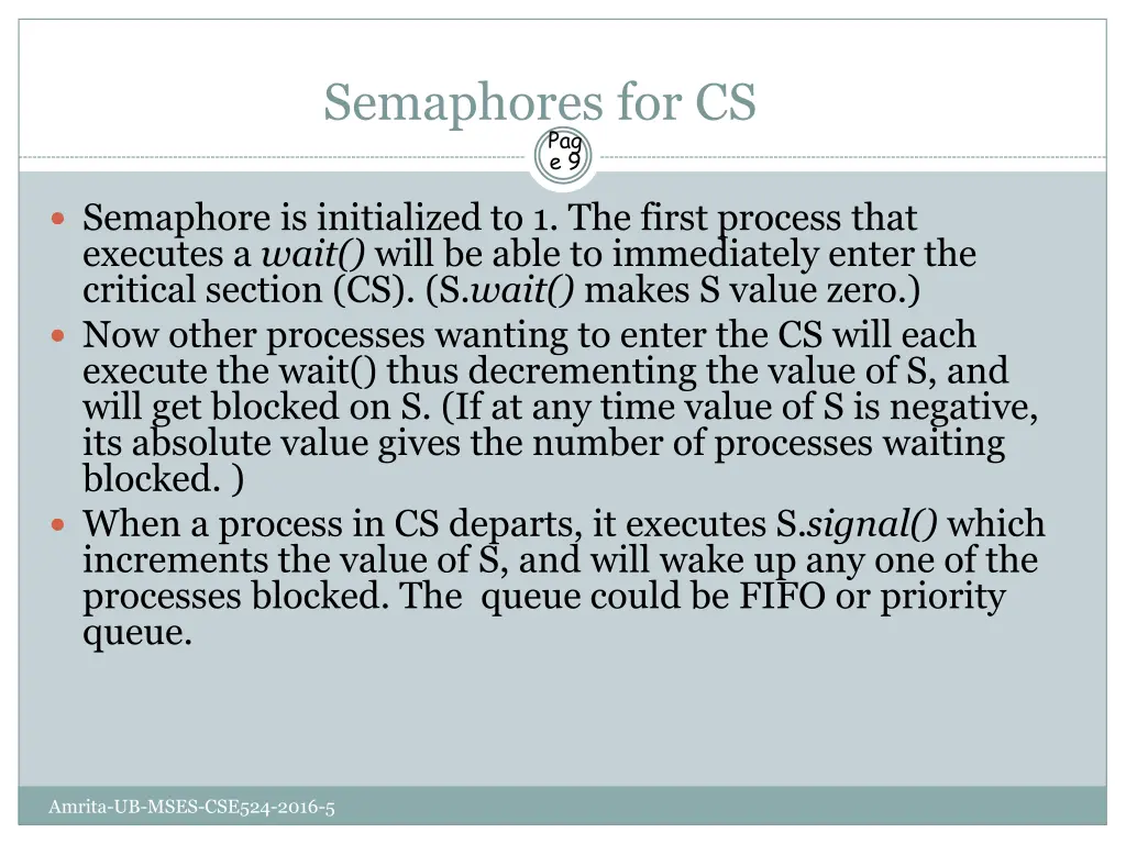 semaphores for cs