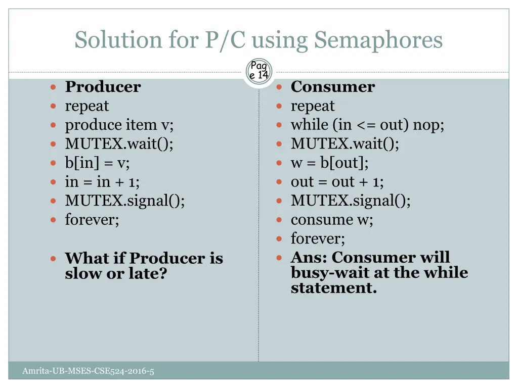 solution for p c using semaphores