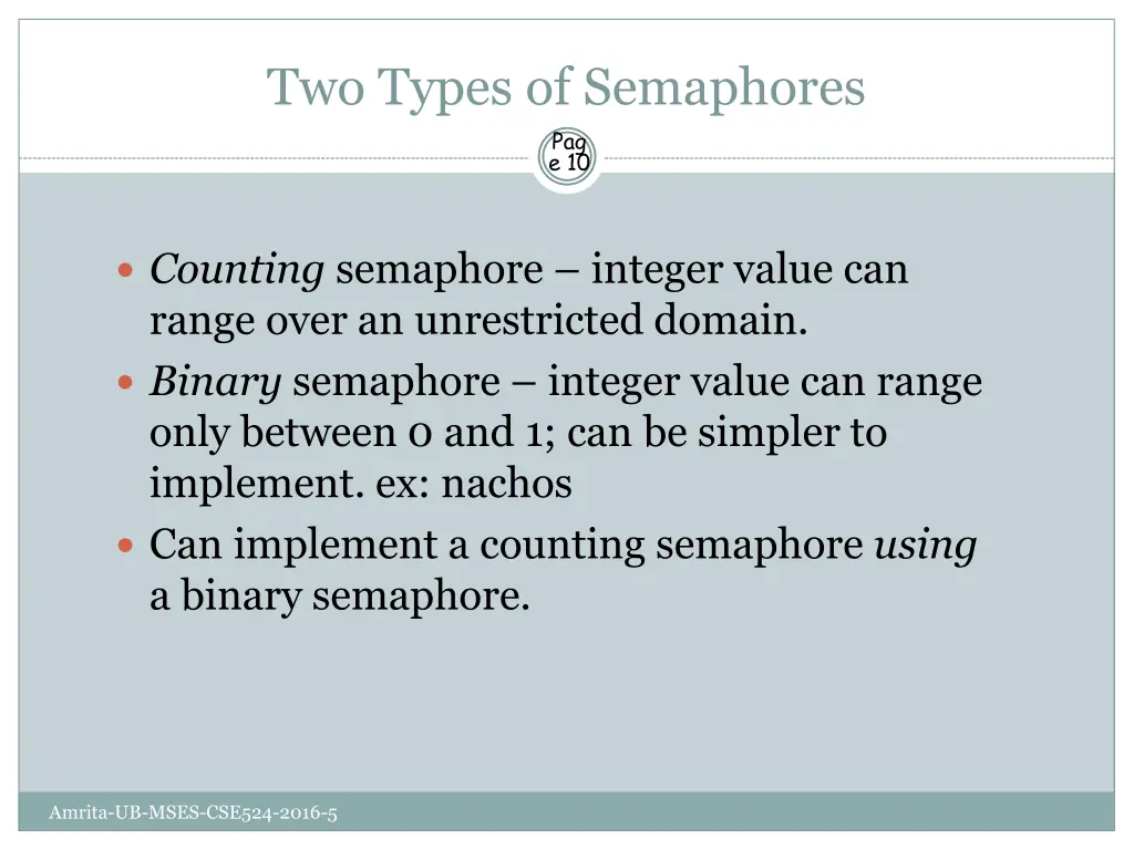 two types of semaphores pag e 10