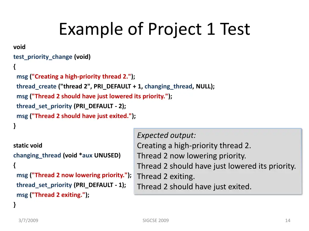 example of project 1 test