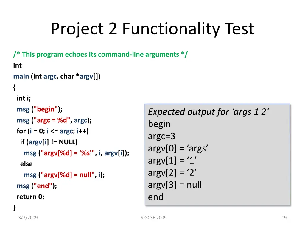 project 2 functionality test