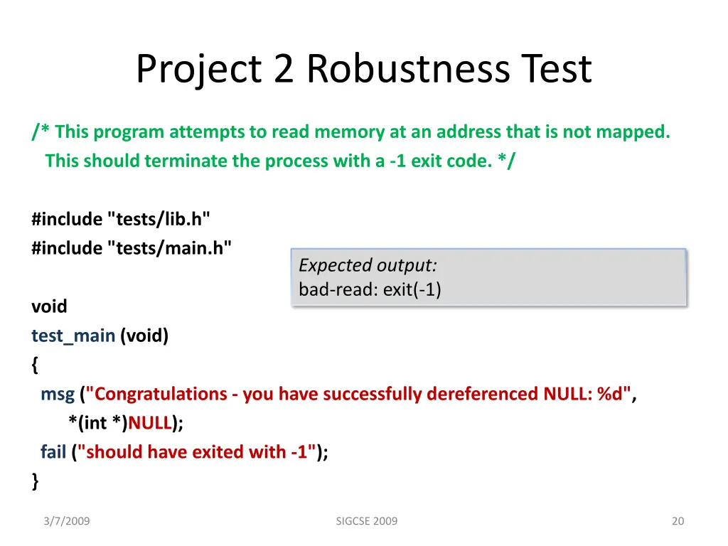 project 2 robustness test