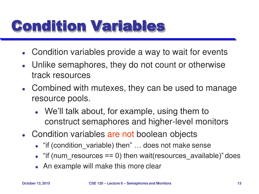 condition condition variables