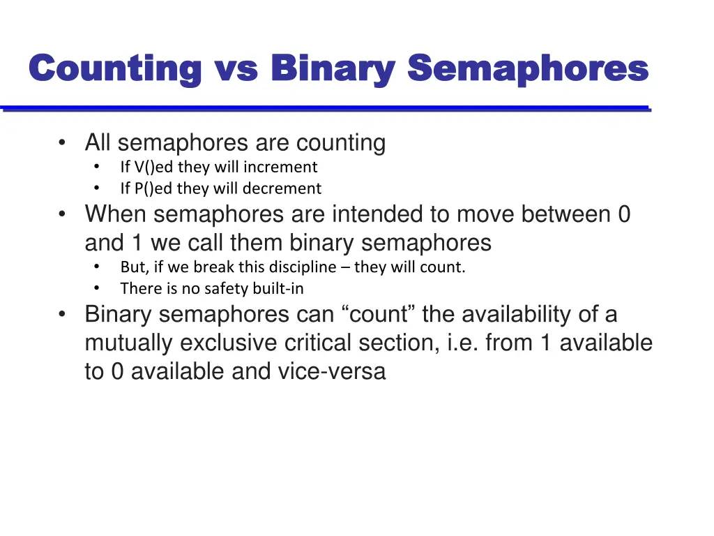 counting vs binary semaphores counting vs binary