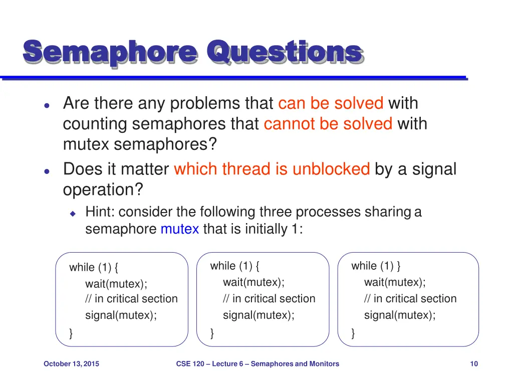 semaphore semaphore questions