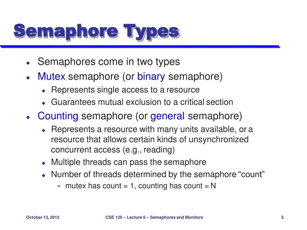 semaphore semaphore types