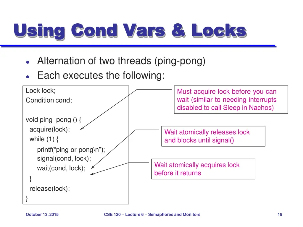 using using cond vars cond vars locks