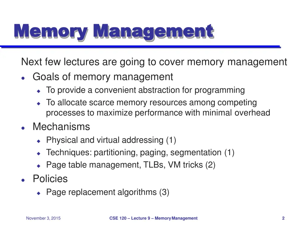 memory memory management management