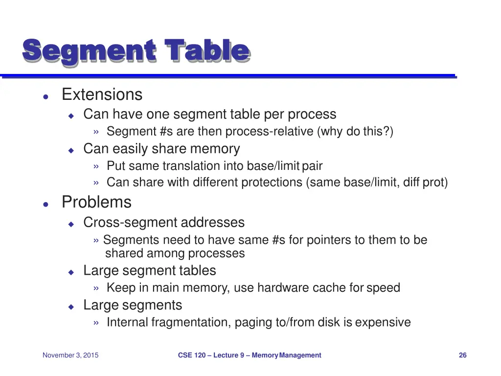 segment segment table