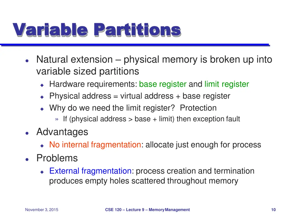 variable variable partitions partitions