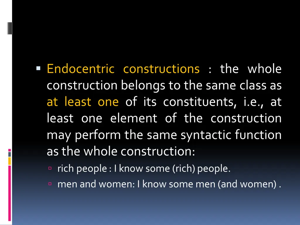 endocentric constructions the whole construction