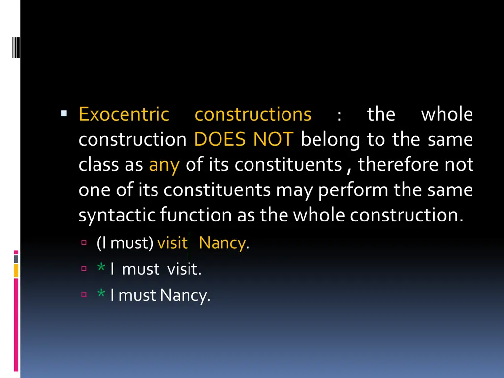 exocentric construction does not belong