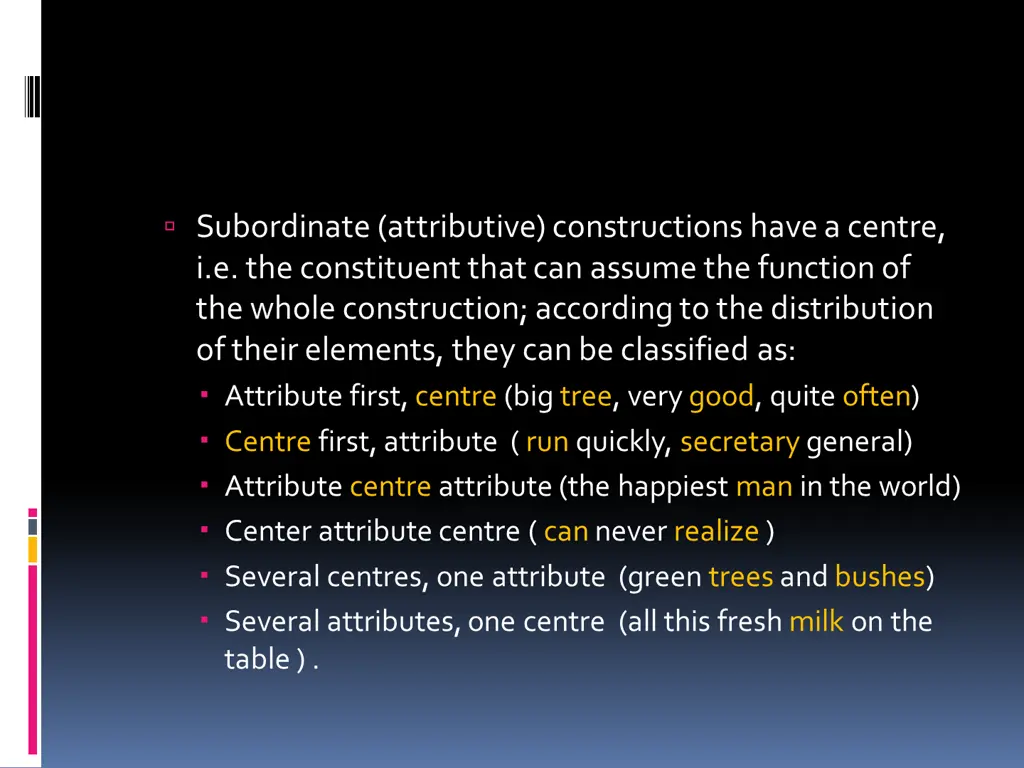 subordinate attributive constructions have