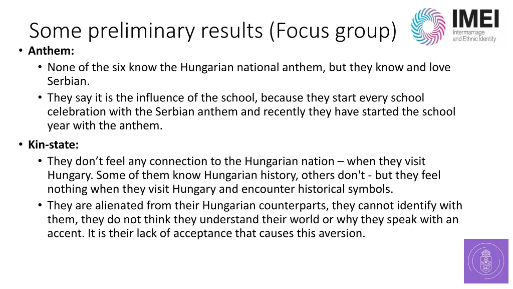 some preliminary results focus group anthem none