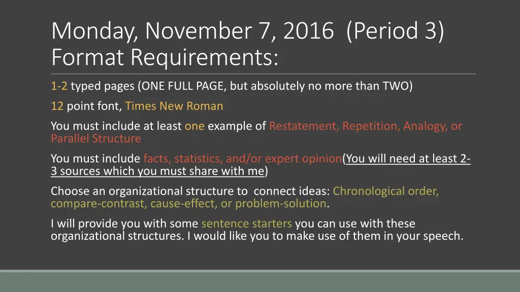 monday november 7 2016 period 3 format