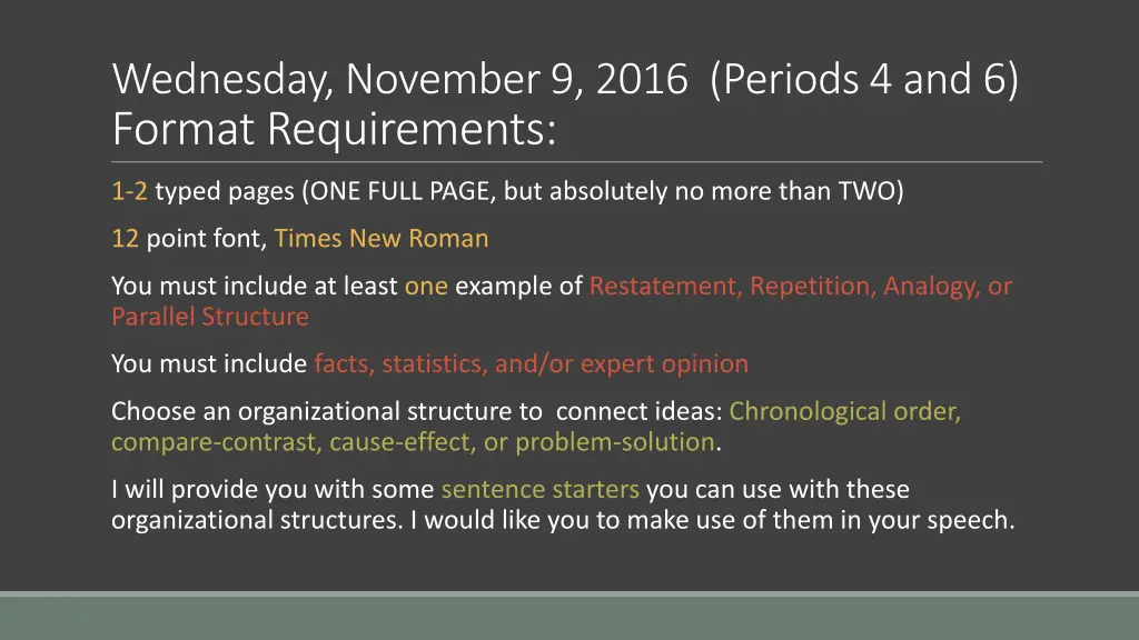 wednesday november 9 2016 periods 4 and 6 format