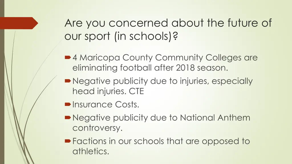 are you concerned about the future of our sport