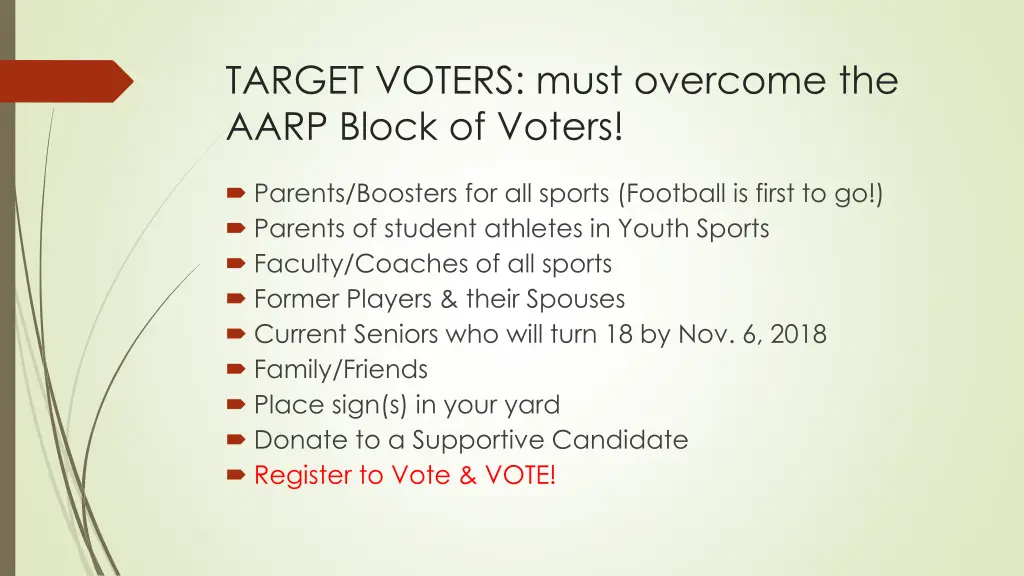 target voters must overcome the aarp block