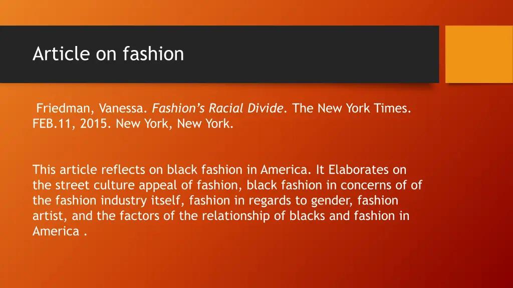 article on fashion