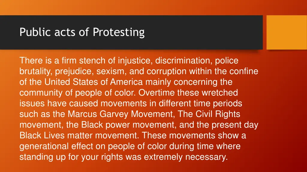 public acts of protesting