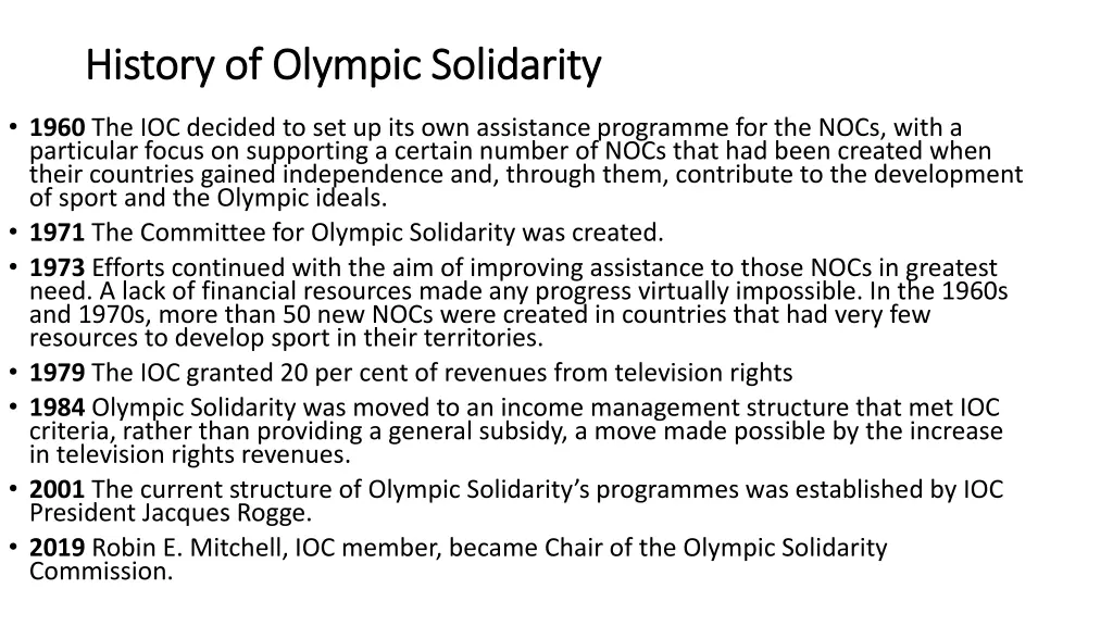 history of olympic solidarity history of olympic