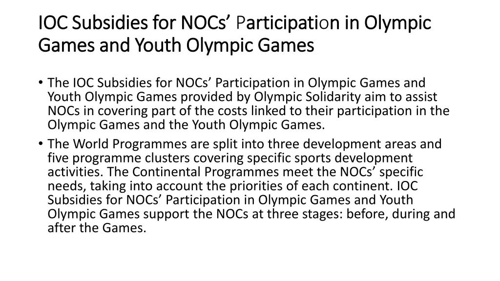 ioc subsidies for nocs ioc subsidies for nocs