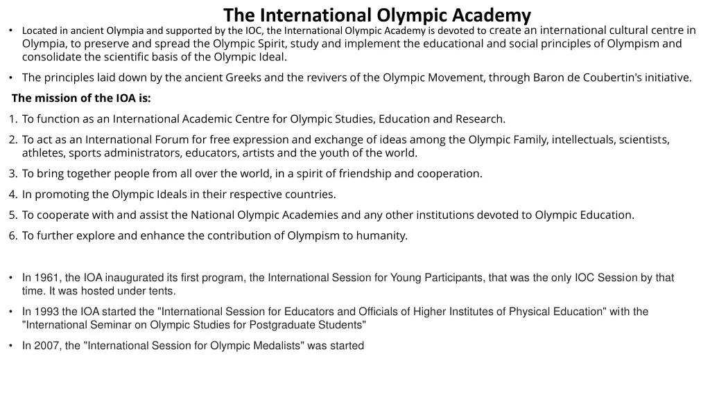 the international olympic academy