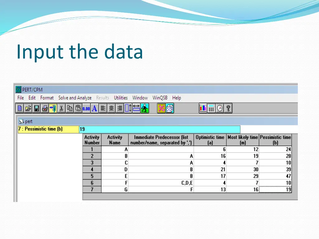 input the data