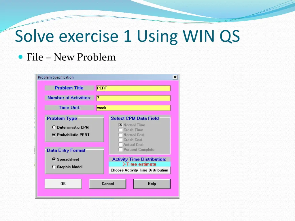 solve exercise 1 using win qs