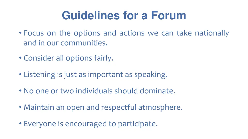 guidelines for a forum